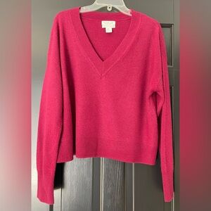 Rachel Zoe Deep Pink Cashmere V-Neck Sweater